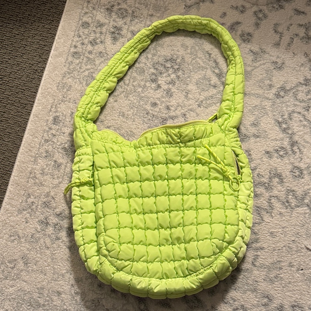 Lime Quilted Shoulder Bag